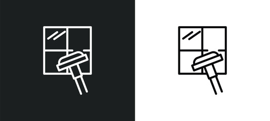 clean window line icon in white and black colors. clean window flat vector icon from clean window collection for web, mobile apps and ui.