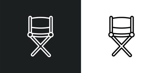 director film chair line icon in white and black colors. director film chair flat vector icon from director film chair collection for web, mobile apps and ui.