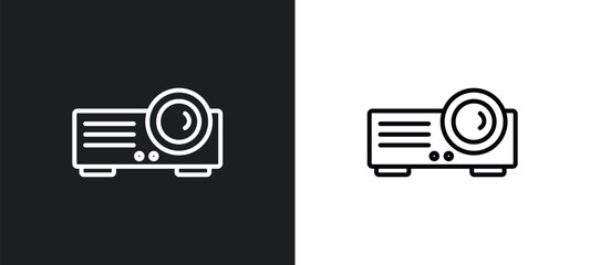 image projector line icon in white and black colors. image projector flat vector icon from image projector collection for web, mobile apps and ui.