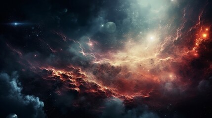Deep space. Science fiction wallpaper, planets, stars, galaxies and nebulas, Generative Ai