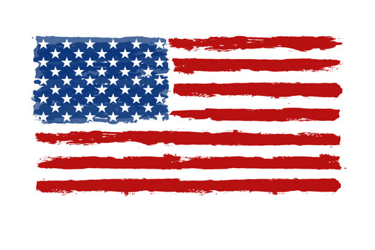 American flag brush paint texture. Grunge USA Flag. Vector Illustration for Celebration Holiday 4 of July American President Day. Stars and stripes.
