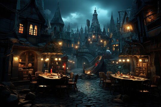 Gamblers' Hideaway: Discover a secret underground casino, hidden beneath the bustling city streets, where high - stakes games unfold in the shadows illustration generative ai