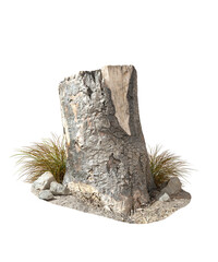 Bark stump dead tree clipart on transparent backgrounds 3d rendering png file