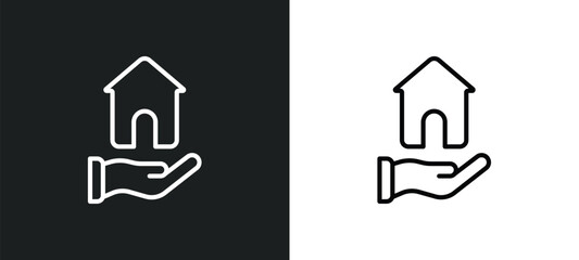 home insurance line icon in white and black colors. home insurance flat vector icon from home insurance collection for web, mobile apps and ui.