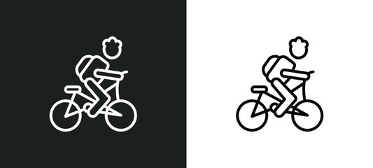 man cycling line icon in white and black colors. man cycling flat vector icon from man cycling collection for web, mobile apps and ui.