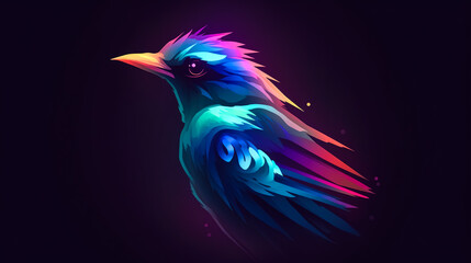 Fototapeta premium Bird on a dark background, logo design, generative AI.