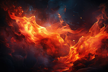  Generative AI - Fiery Rhythms: Abstract Fire Waves Background, Captivating and Energetic