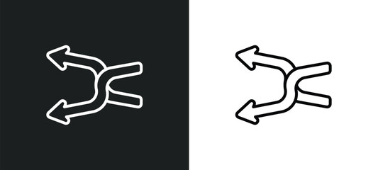 shuffle arrows line icon in white and black colors. shuffle arrows flat vector icon from shuffle arrows collection for web, mobile apps and ui.