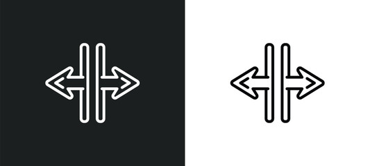 horizontal resize line icon in white and black colors. horizontal resize flat vector icon from horizontal resize collection for web, mobile apps and ui.