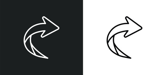 right curve line icon in white and black colors. right curve flat vector icon from right curve collection for web, mobile apps and ui.