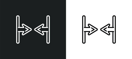 horizontal merge line icon in white and black colors. horizontal merge flat vector icon from horizontal merge collection for web, mobile apps and ui.