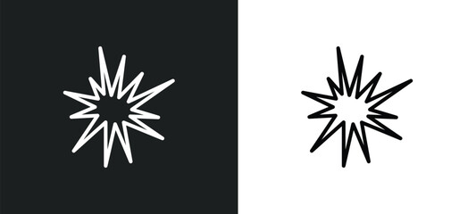 explosive line icon in white and black colors. explosive flat vector icon from explosive collection for web, mobile apps and ui.