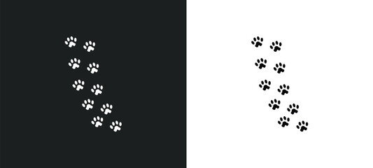 pawprints line icon in white and black colors. pawprints flat vector icon from pawprints collection for web, mobile apps and ui.