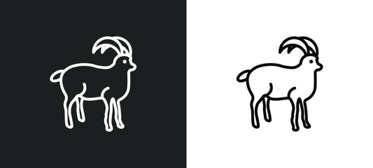 mouflon line icon in white and black colors. mouflon flat vector icon from mouflon collection for web, mobile apps and ui.