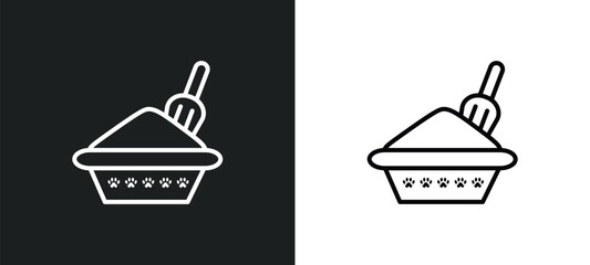 litter box line icon in white and black colors. litter box flat vector icon from litter box collection for web, mobile apps and ui.