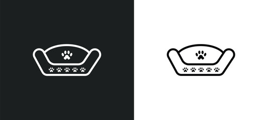 pet bed line icon in white and black colors. pet bed flat vector icon from pet bed collection for web, mobile apps and ui.