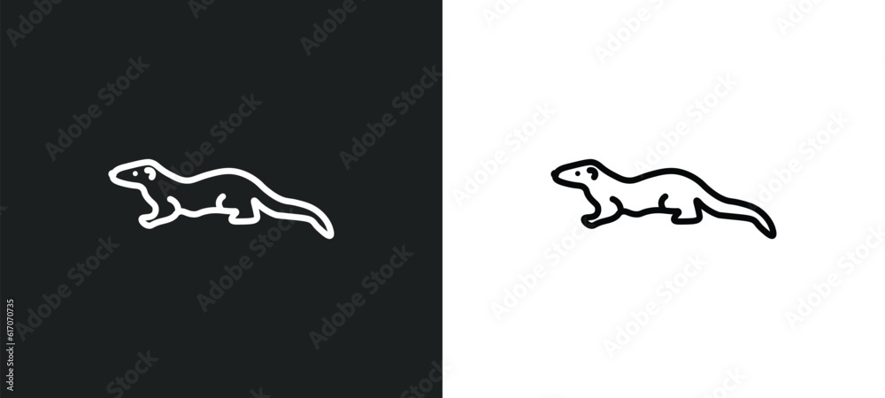 Sticker mink line icon in white and black colors. mink flat vector icon from mink collection for web, mobile apps and ui.