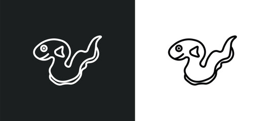 eel line icon in white and black colors. eel flat vector icon from eel collection for web, mobile apps and ui.
