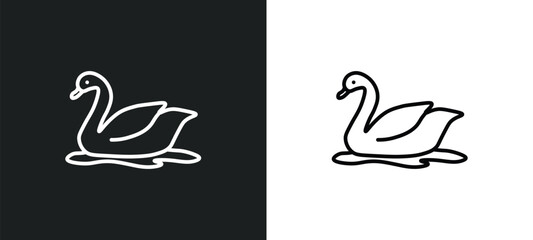 swan line icon in white and black colors. swan flat vector icon from swan collection for web, mobile apps and ui. © IconArt