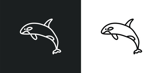 grampus line icon in white and black colors. grampus flat vector icon from grampus collection for web, mobile apps and ui.