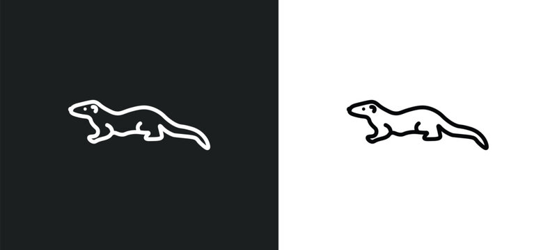 mink line icon in white and black colors. mink flat vector icon from mink collection for web, mobile apps and ui.
