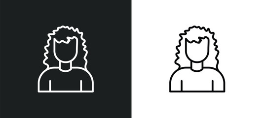 curling hair line icon in white and black colors. curling hair flat vector icon from curling hair collection for web, mobile apps and ui.