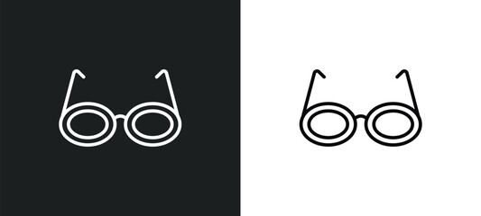 glasses for eyes line icon in white and black colors. glasses for eyes flat vector icon from glasses for eyes collection web, mobile apps and ui.