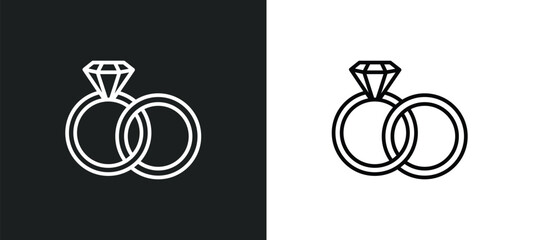 engagement ring line icon in white and black colors. engagement ring flat vector icon from engagement ring collection for web, mobile apps and ui.