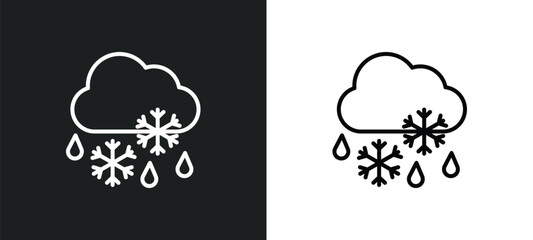 sleet line icon in white and black colors. sleet flat vector icon from sleet collection for web, mobile apps and ui.