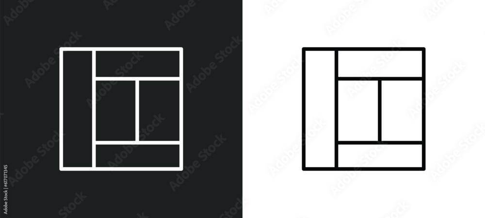 Poster layout line icon in white and black colors. layout flat vector icon from layout collection for web, 