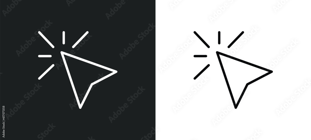 Poster cursor line icon in white and black colors. cursor flat vector icon from cursor collection for web, 