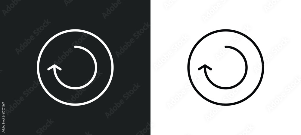 Poster reload line icon in white and black colors. reload flat vector icon from reload collection for web, 