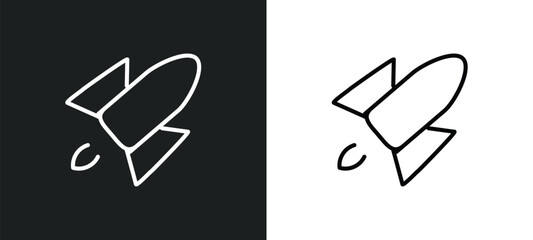 rocket launch line icon in white and black colors. rocket launch flat vector icon from rocket launch collection for web, mobile apps and ui.