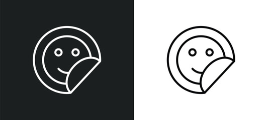 sticker line icon in white and black colors. sticker flat vector icon from sticker collection for web, mobile apps and ui.