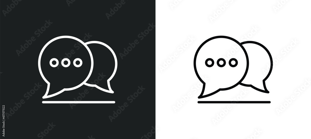 Poster message balloon line icon in white and black colors. message balloon flat vector icon from message b