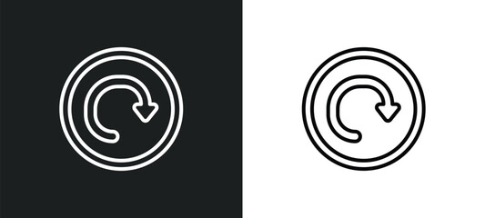 reload circular arrow line icon in white and black colors. reload circular arrow flat vector icon from reload circular arrow collection for web, mobile apps and ui.
