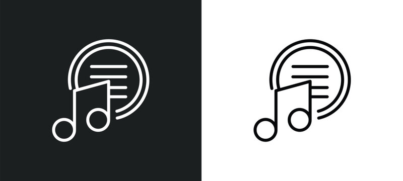 music menu line icon in white and black colors. music menu flat vector icon from music menu collection for web, mobile apps and ui.