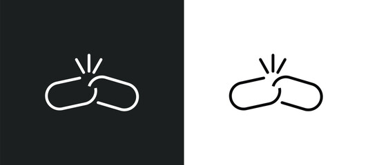 disconnected chains line icon in white and black colors. disconnected chains flat vector icon from disconnected chains collection for web, mobile apps and ui.