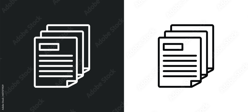 Aufkleber multiple file line icon in white and black colors. multiple file flat vector icon from multiple file