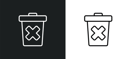delete bin line icon in white and black colors. delete bin flat vector icon from delete bin collection for web, mobile apps and ui.