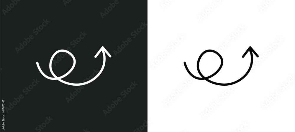 Poster up arrow with scribble line icon in white and black colors. up arrow with scribble flat vector icon 