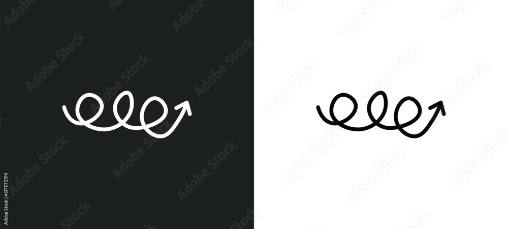 Poster arrow with scribble line icon in white and black colors. arrow with scribble flat vector icon from a
