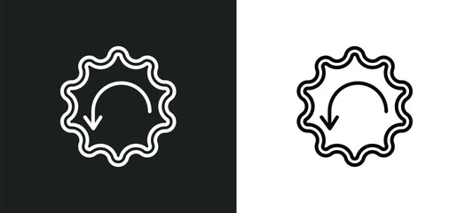 downward rotation line icon in white and black colors. downward rotation flat vector icon from downward rotation collection for web, mobile apps and ui.