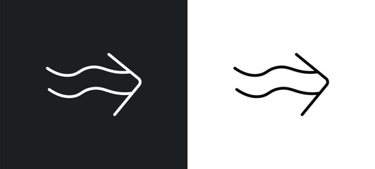 undulating arrow line icon in white and black colors. undulating arrow flat vector icon from undulating arrow collection for web, mobile apps and ui.