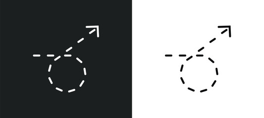 curly dotted arrow line icon in white and black colors. curly dotted arrow flat vector icon from curly dotted arrow collection for web, mobile apps and ui.