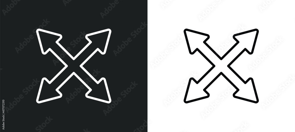 Poster expand button line icon in white and black colors. expand button flat vector icon from expand button