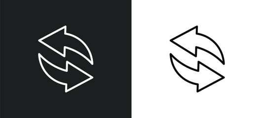 refresh arrows line icon in white and black colors. refresh arrows flat vector icon from refresh arrows collection for web, mobile apps and ui.