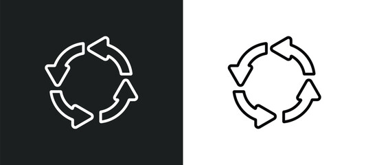 circular arrow line icon in white and black colors. circular arrow flat vector icon from circular arrow collection for web, mobile apps and ui.