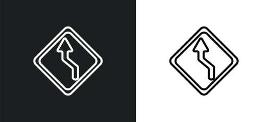 left reverse curve line icon in white and black colors. left reverse curve flat vector icon from left reverse curve collection for web, mobile apps and ui.