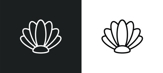 shell line icon in white and black colors. shell flat vector icon from shell collection for web, mobile apps and ui.